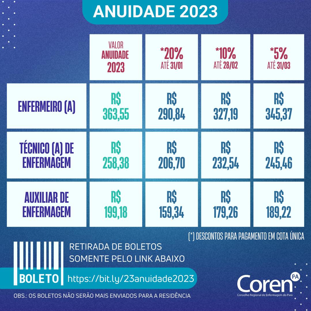 ANUIDADE 2023: boletos já disponíveis!