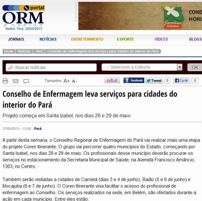 Portal ORM , dia 27 de maio de 2013